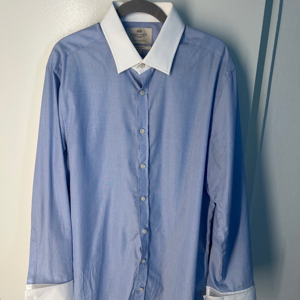 Hawes & Curtis dress shirt French cuffs 17/36 modern